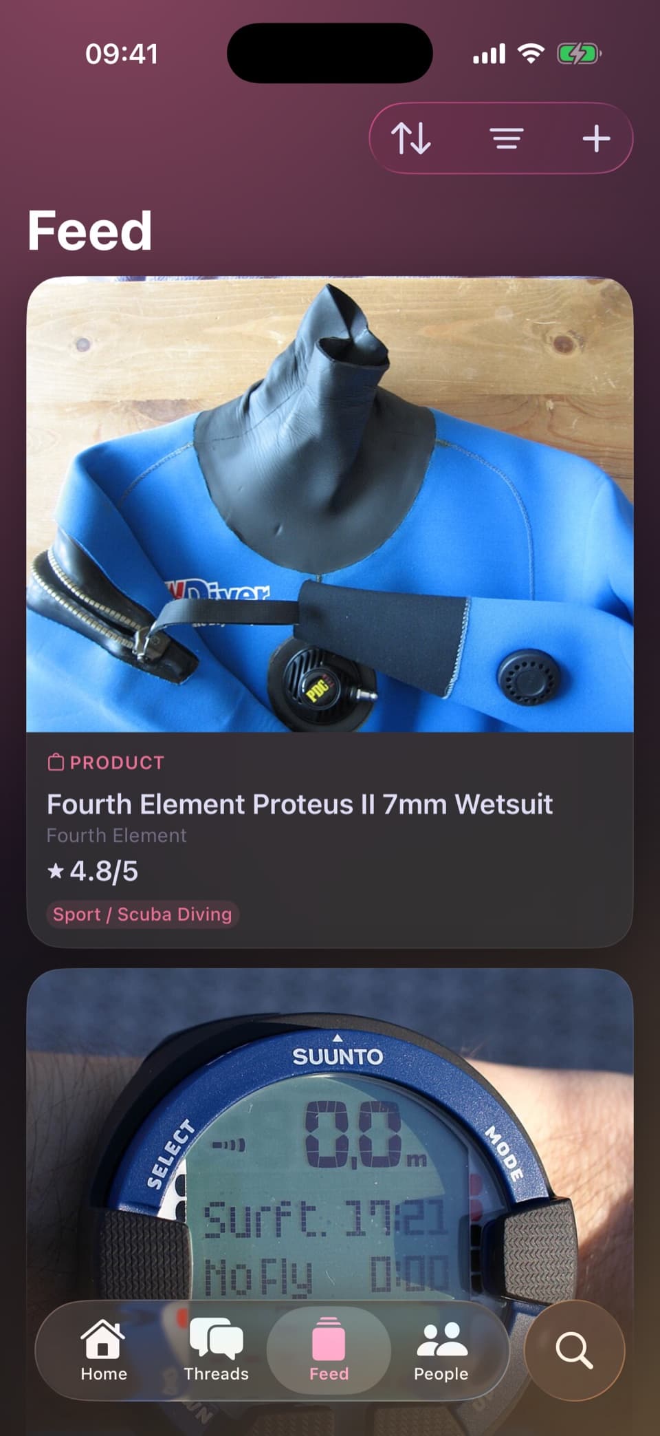 The Omoi Station feed, showing saved items with their artwork
